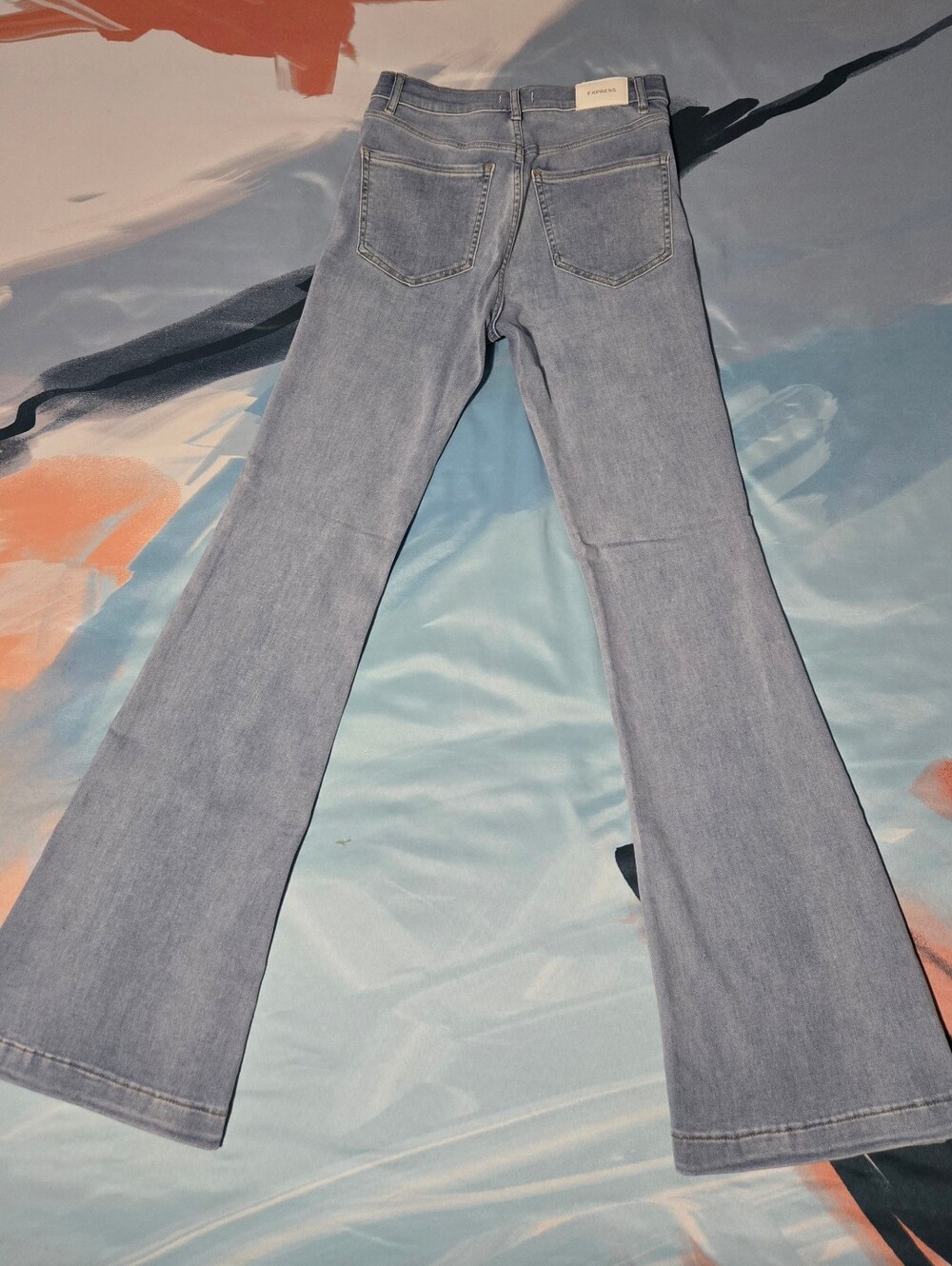 Express High-Rise Light Blue Flare Jeans - Picture 4 of 4